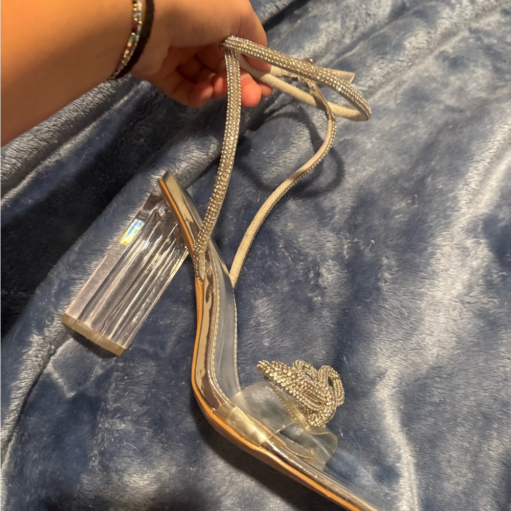 Elegant Silver Strappy Heels
